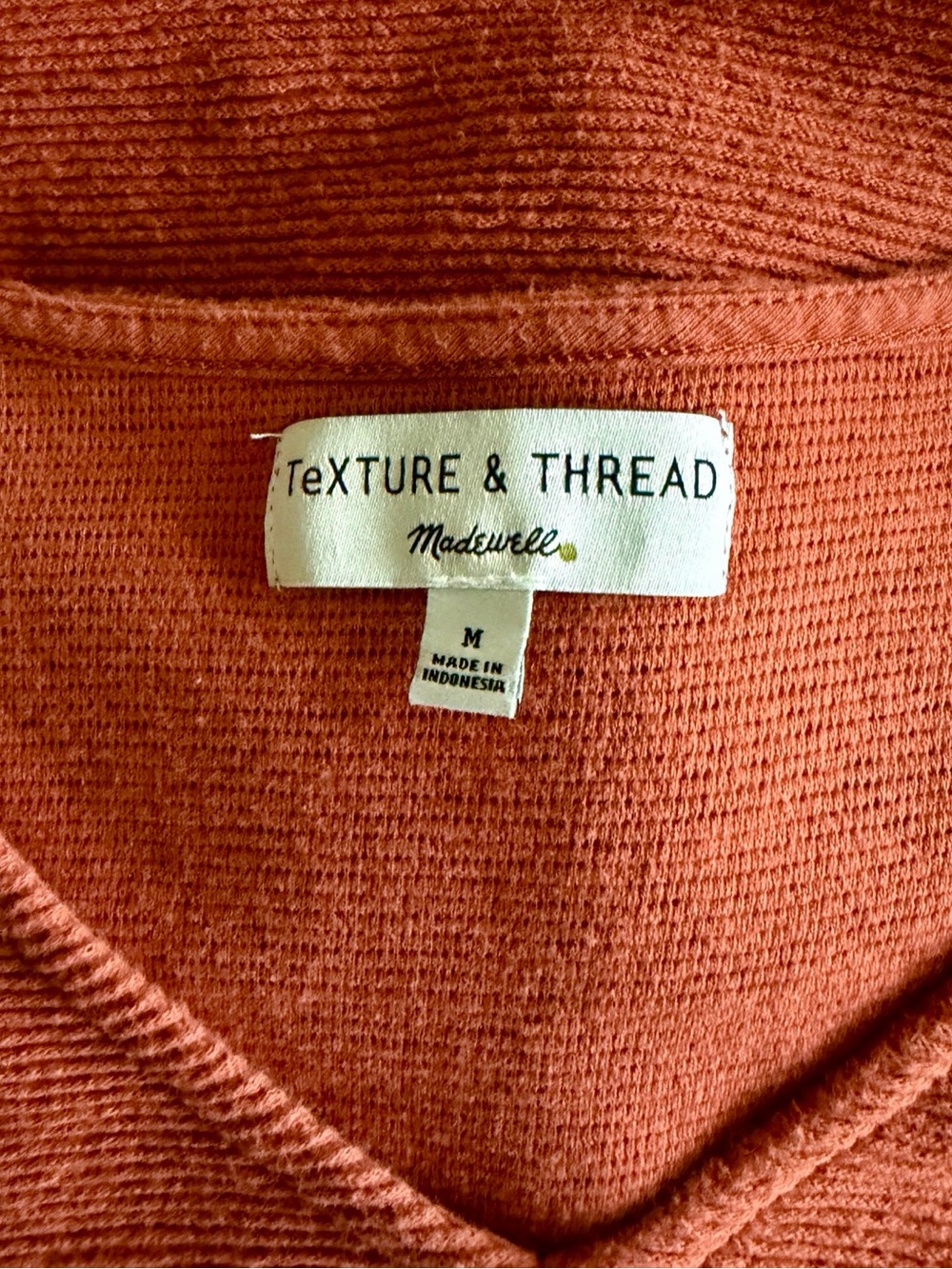 Madewell Texture & Thread Rust Ribbed V-Neck Cropped Top Medium - Picture 4 of 6